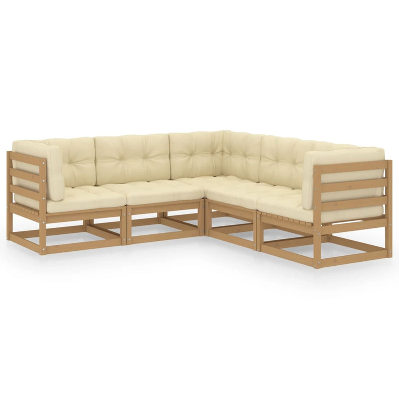 vidaXL 5 Piece Garden Lounge Set with Cushions Solid Pinewood