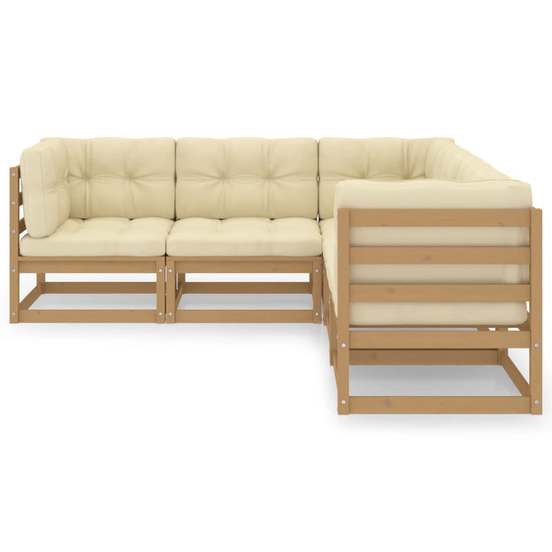 vidaXL 5 Piece Garden Lounge Set with Cushions Solid Pinewood