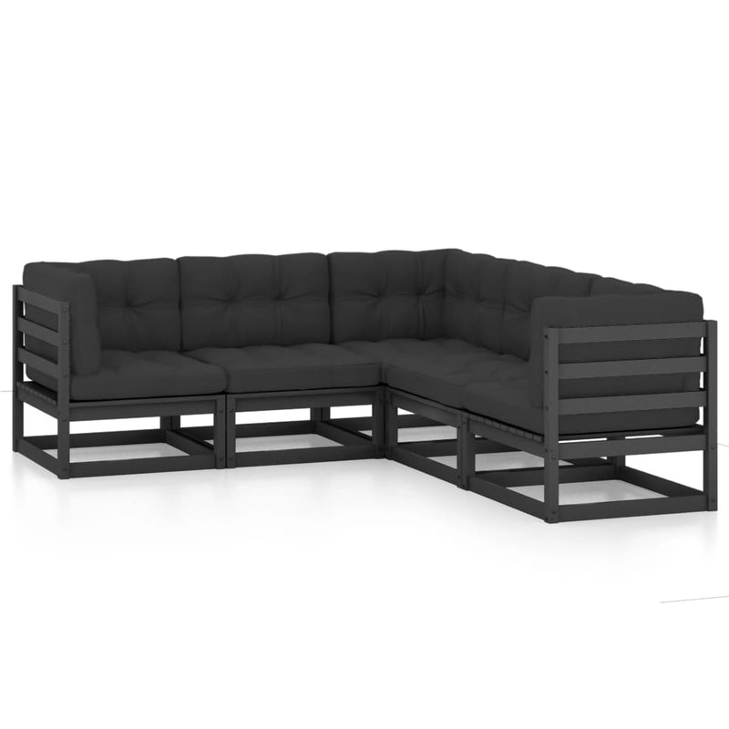 vidaXL 5 Piece Garden Lounge Set with Cushions Solid Pinewood