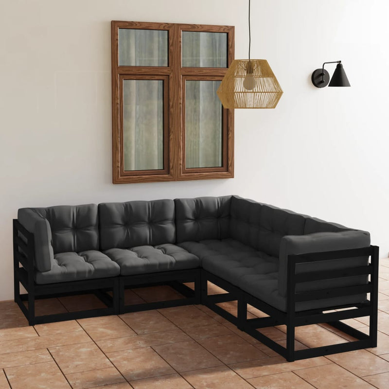 vidaXL 5 Piece Garden Lounge Set with Cushions Solid Pinewood