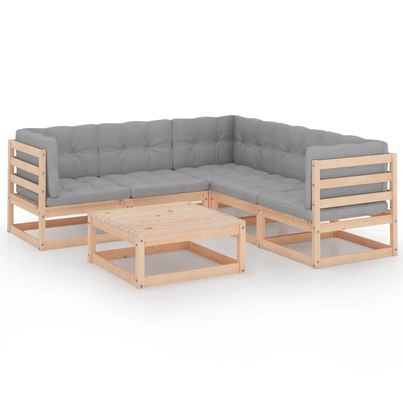 vidaXL 6 Piece Garden Lounge Set with Cushions Solid Pinewood