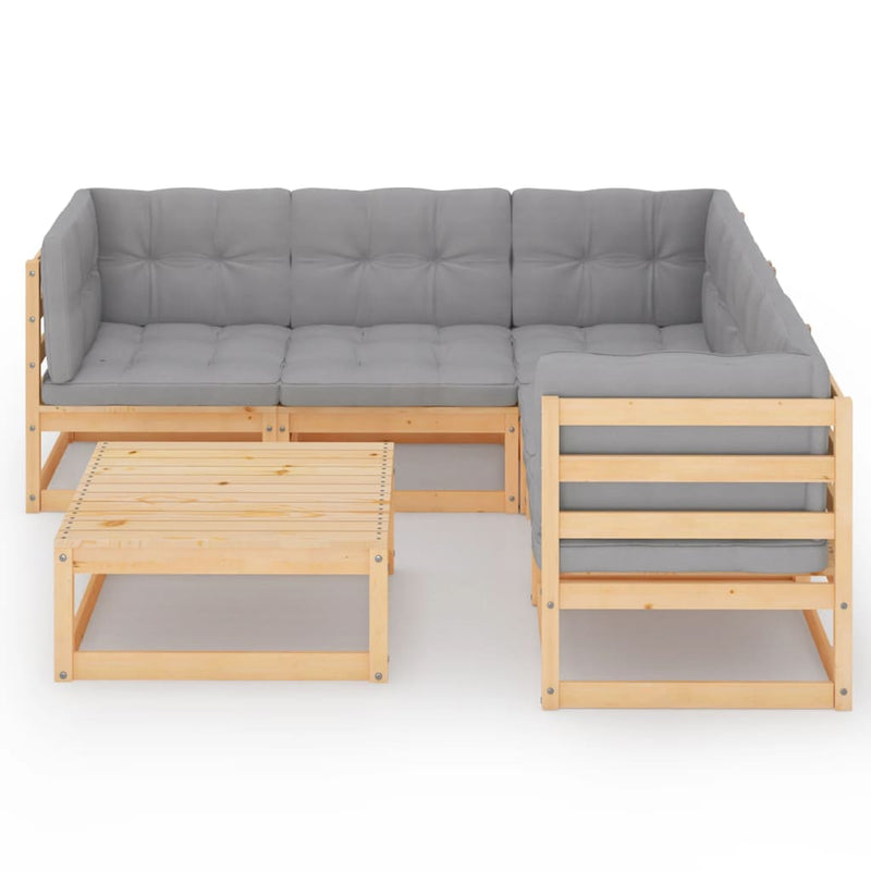 vidaXL 6 Piece Garden Lounge Set with Cushions Solid Pinewood