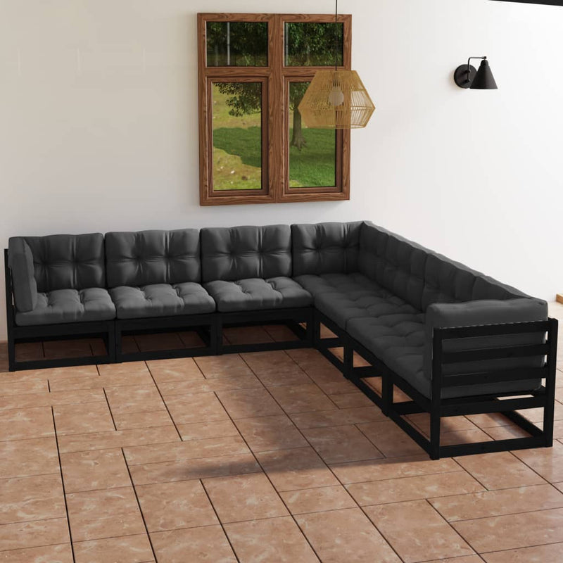 vidaXL 7 Piece Garden Lounge Set with Cushions Solid Pinewood