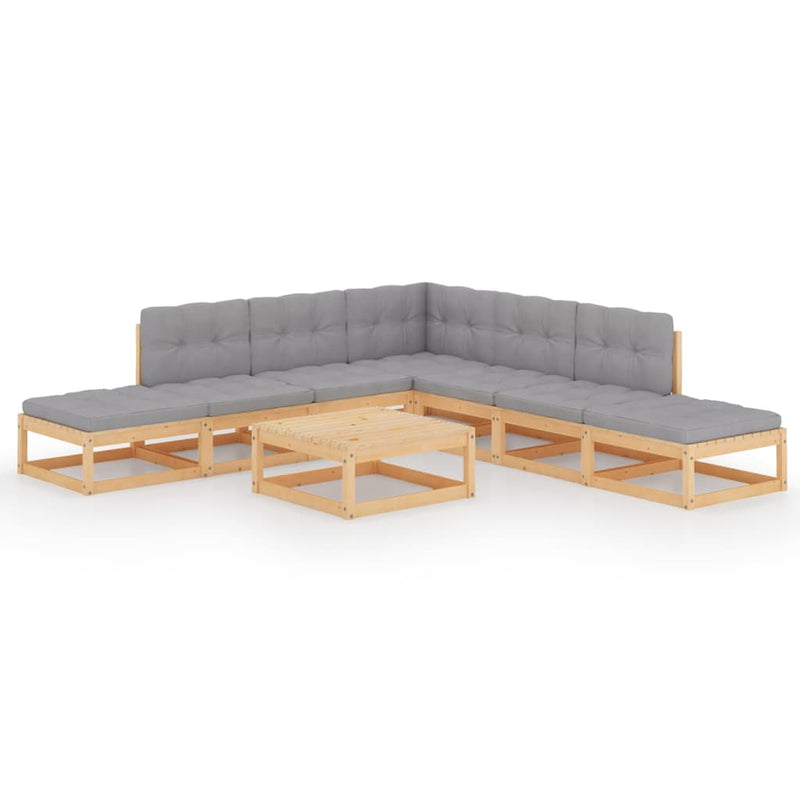 vidaXL 8 Piece Garden Lounge Set with Cushions Solid Pinewood