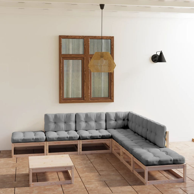 vidaXL 8 Piece Garden Lounge Set with Cushions Solid Pinewood
