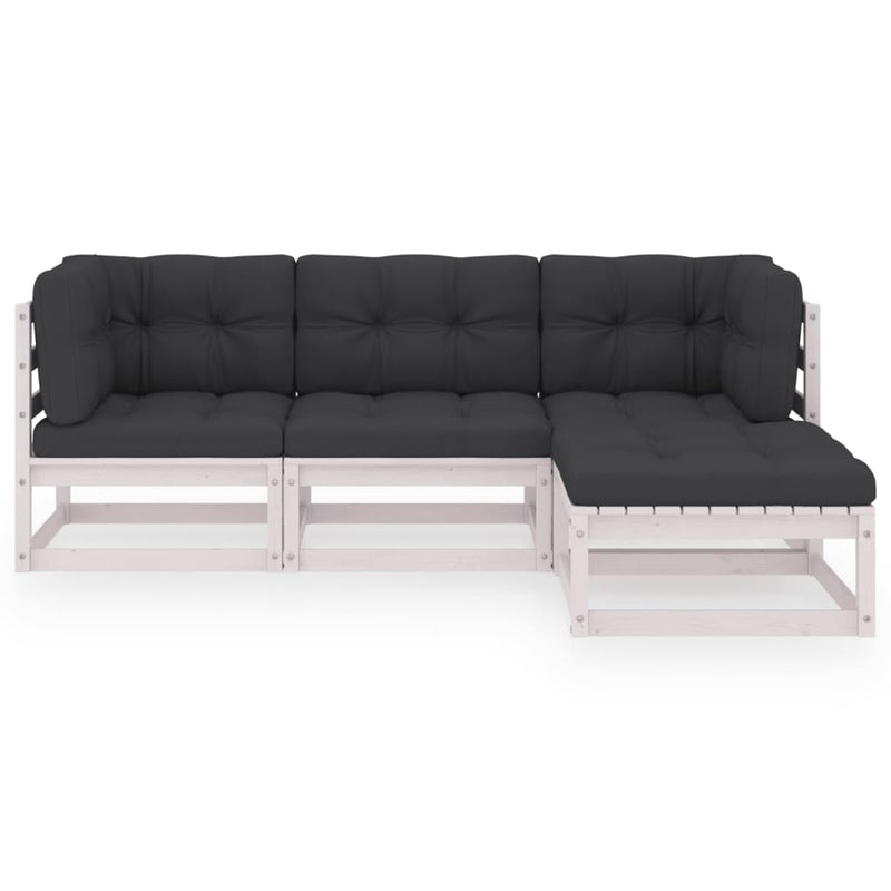 vidaXL 4 Piece Garden Lounge Set with Cushions Solid Pinewood