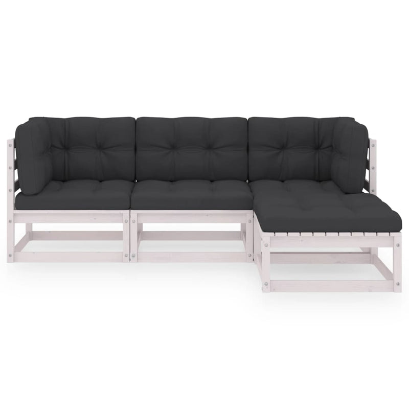 vidaXL 4 Piece Garden Lounge Set with Cushions Solid Pinewood