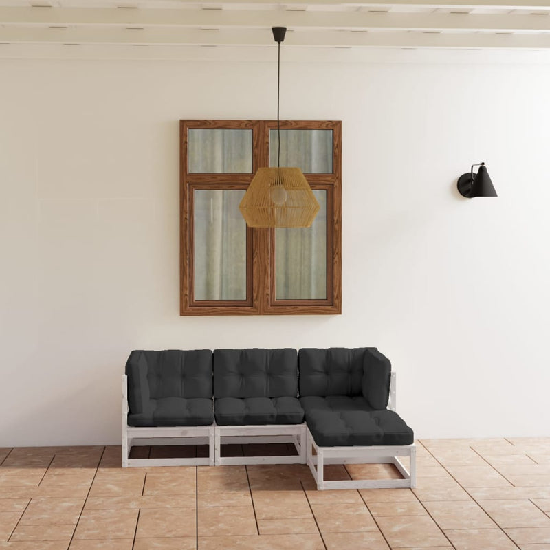 vidaXL 4 Piece Garden Lounge Set with Cushions Solid Pinewood