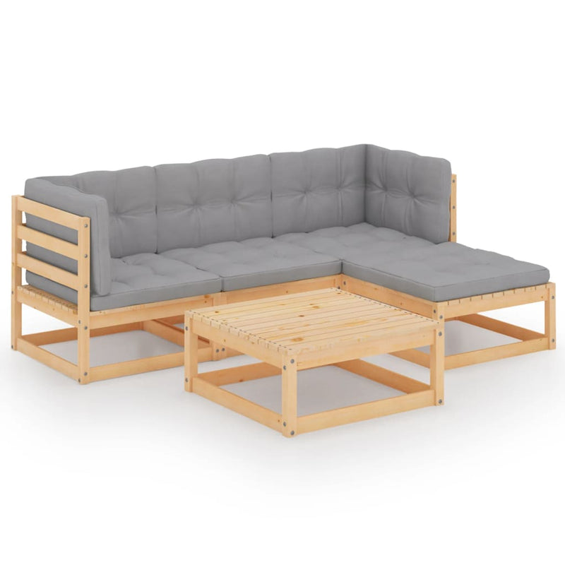 vidaXL 5 Piece Garden Lounge Set with Cushions Solid Pinewood
