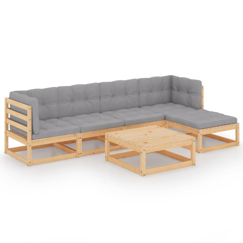 vidaXL 6 Piece Garden Lounge Set with Cushions Solid Pinewood