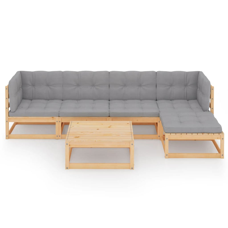 vidaXL 6 Piece Garden Lounge Set with Cushions Solid Pinewood