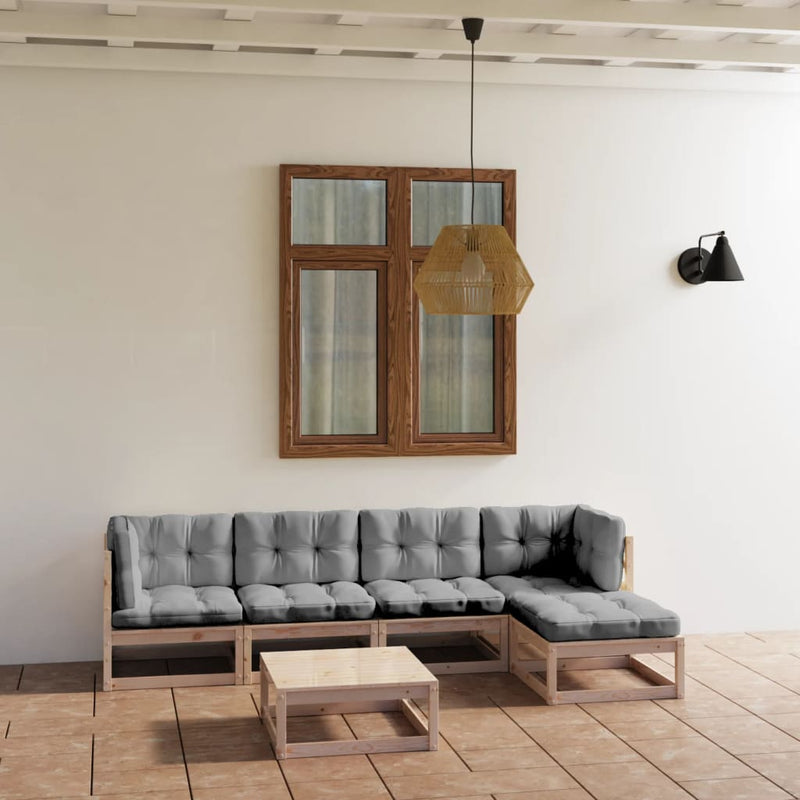 vidaXL 6 Piece Garden Lounge Set with Cushions Solid Pinewood
