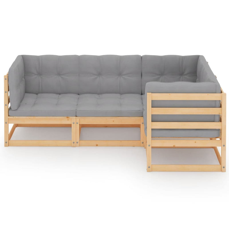vidaXL 4 Piece Garden Lounge Set with Cushions Solid Pinewood