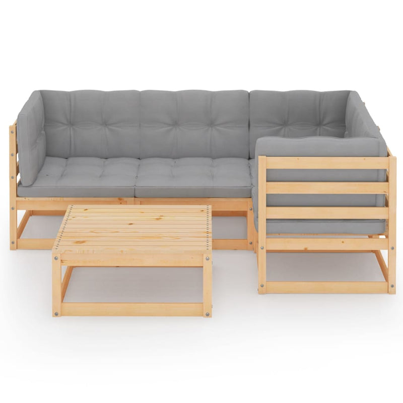 vidaXL 5 Piece Garden Lounge Set with Cushions Solid Pinewood