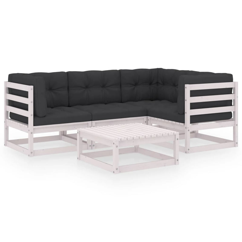 vidaXL 5 Piece Garden Lounge Set with Cushions Solid Pinewood
