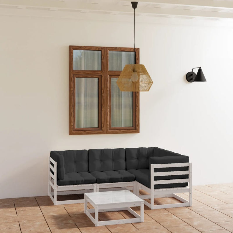vidaXL 5 Piece Garden Lounge Set with Cushions Solid Pinewood