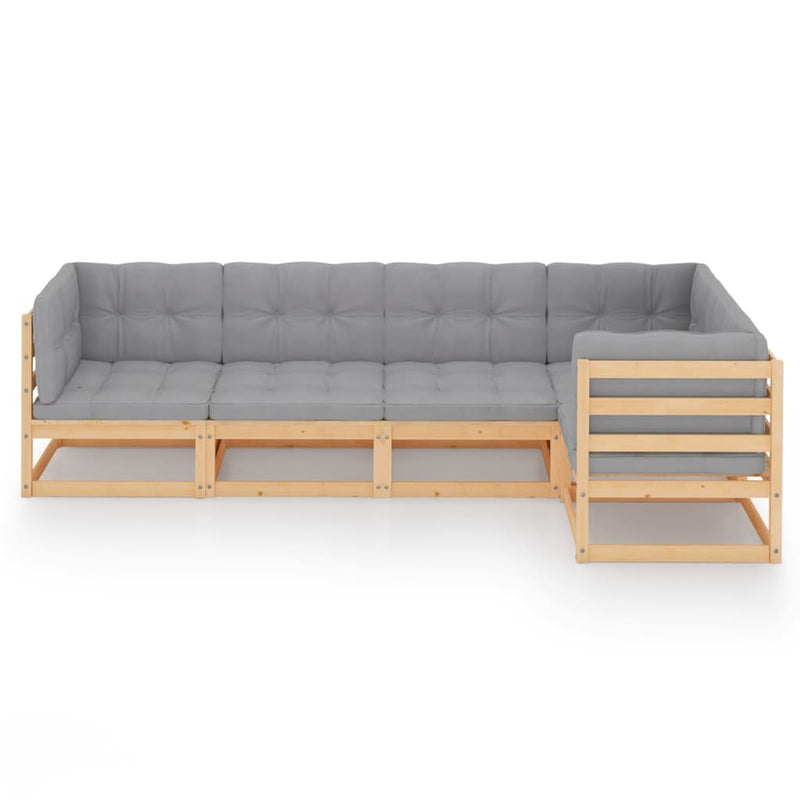 vidaXL 5 Piece Garden Lounge Set with Cushions Solid Pinewood