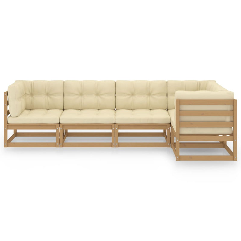 vidaXL 5 Piece Garden Lounge Set with Cushions Solid Pinewood