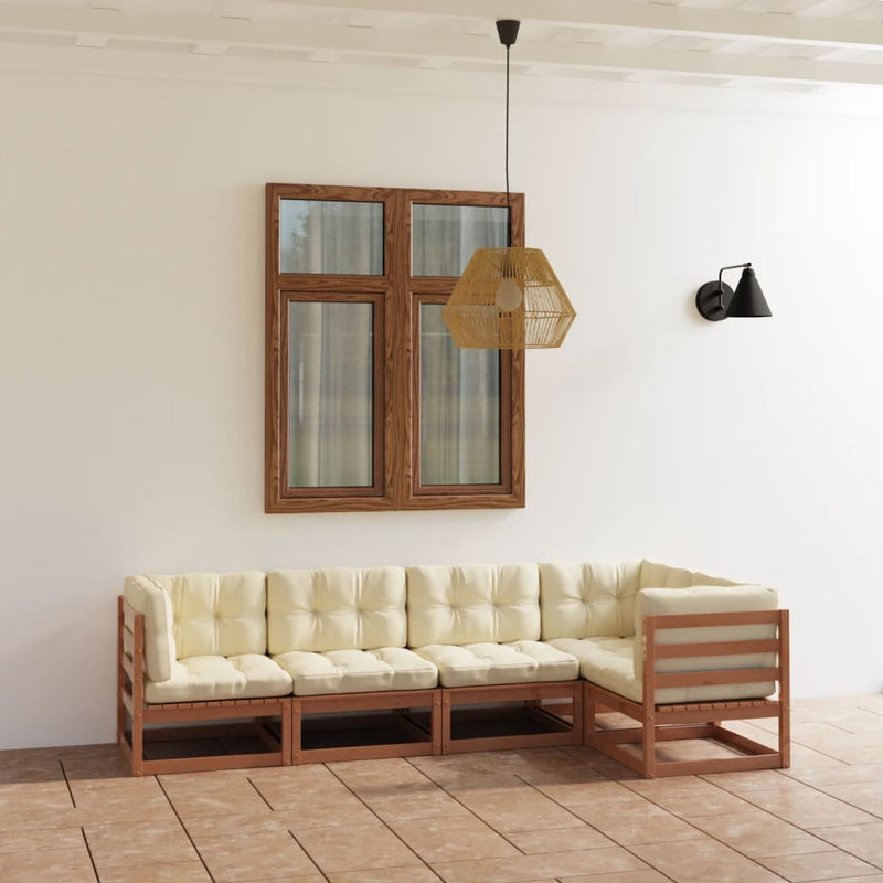 vidaXL 5 Piece Garden Lounge Set with Cushions Solid Pinewood