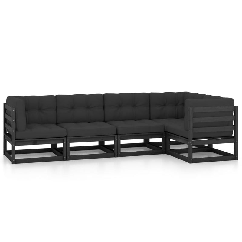 vidaXL 5 Piece Garden Lounge Set with Cushions Solid Pinewood