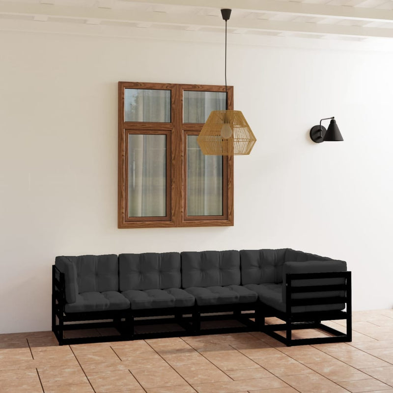 vidaXL 5 Piece Garden Lounge Set with Cushions Solid Pinewood