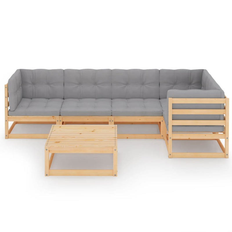 vidaXL 6 Piece Garden Lounge Set with Cushions Solid Pinewood