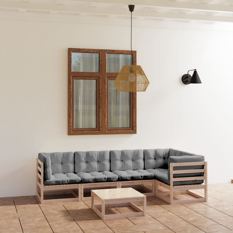 vidaXL 6 Piece Garden Lounge Set with Cushions Solid Pinewood