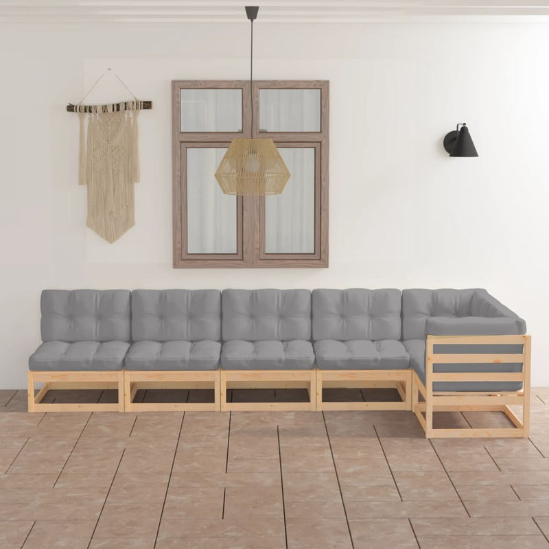 vidaXL 6 Piece Garden Lounge Set with Cushions Solid Pinewood