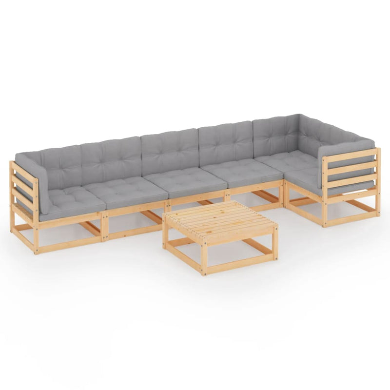 vidaXL 7 Piece Garden Lounge Set with Cushions Solid Pinewood