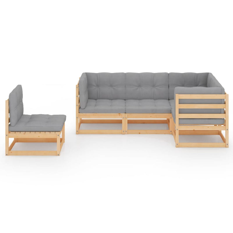 vidaXL 5 Piece Garden Lounge Set with Cushions Solid Pinewood