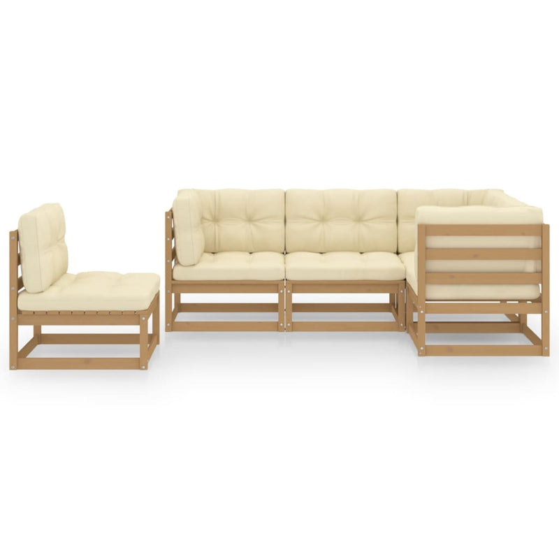 vidaXL 5 Piece Garden Lounge Set with Cushions Solid Pinewood