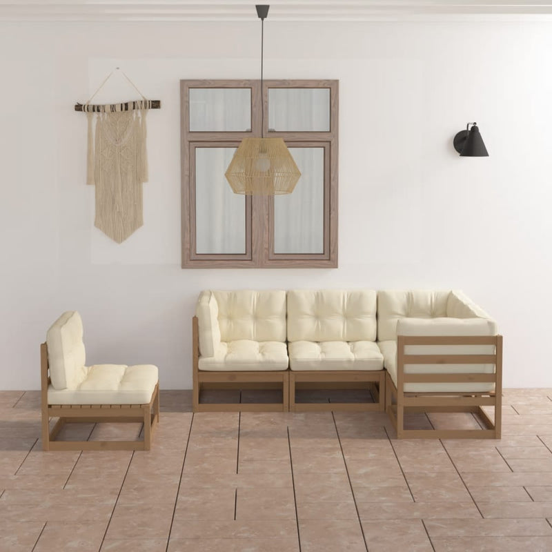 vidaXL 5 Piece Garden Lounge Set with Cushions Solid Pinewood