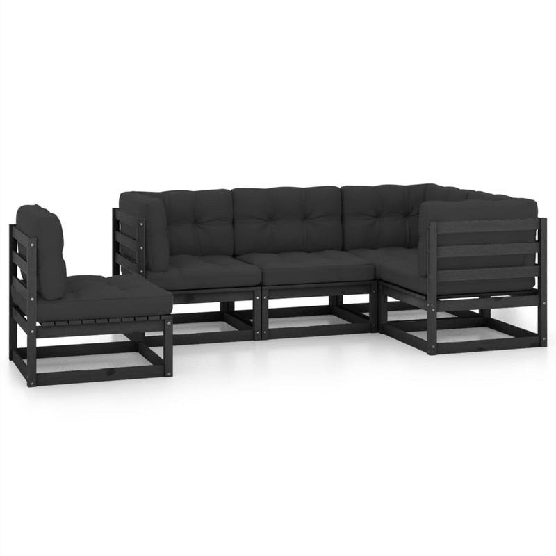 vidaXL 5 Piece Garden Lounge Set with Cushions Solid Pinewood