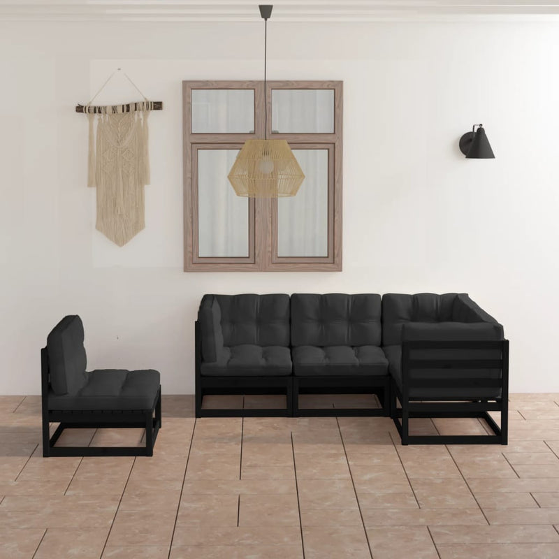 vidaXL 5 Piece Garden Lounge Set with Cushions Solid Pinewood