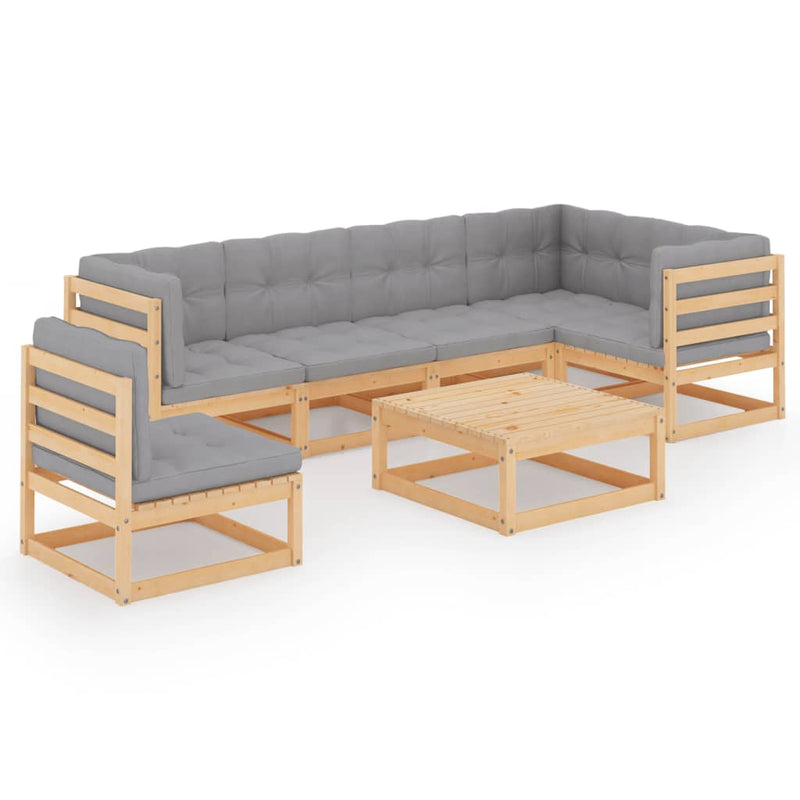 vidaXL 7 Piece Garden Lounge Set with Cushions Solid Pinewood