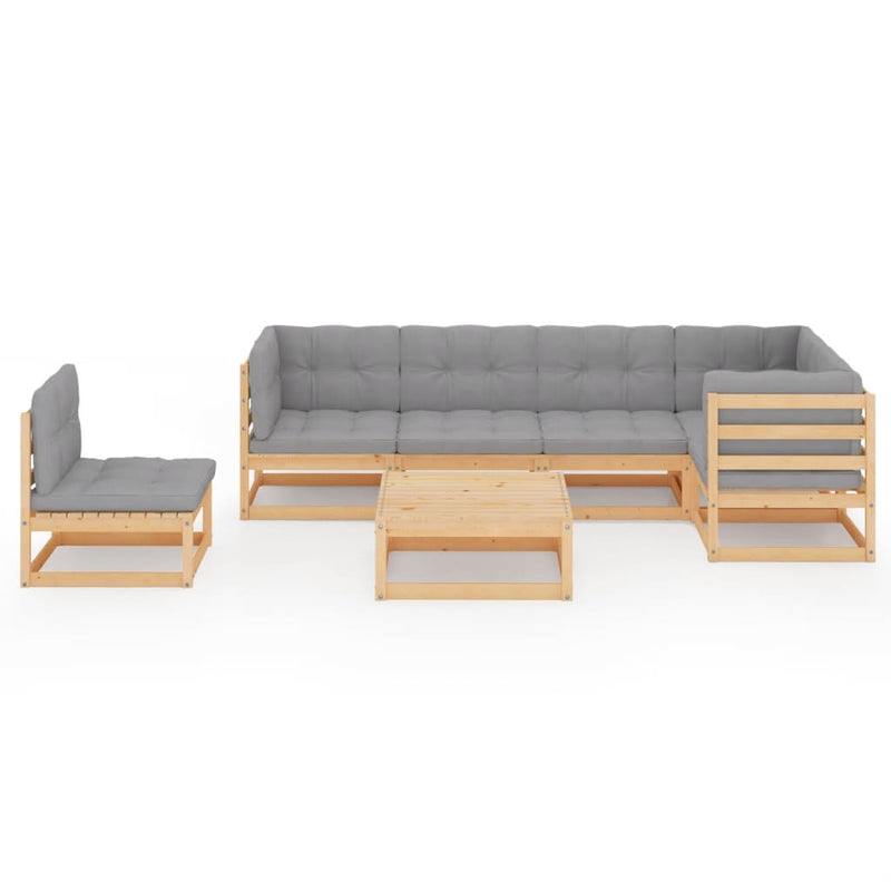 vidaXL 7 Piece Garden Lounge Set with Cushions Solid Pinewood