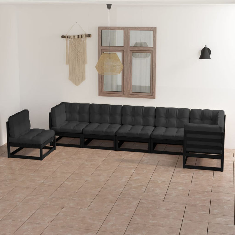 vidaXL 7 Piece Garden Lounge Set with Cushions Solid Pinewood