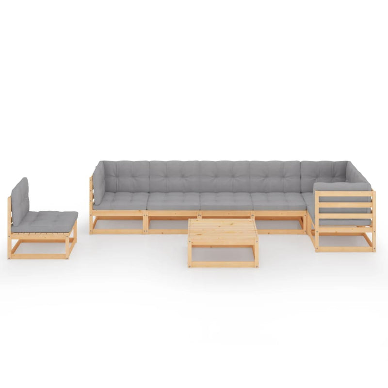 vidaXL 8 Piece Garden Lounge Set with Cushions Solid Pinewood