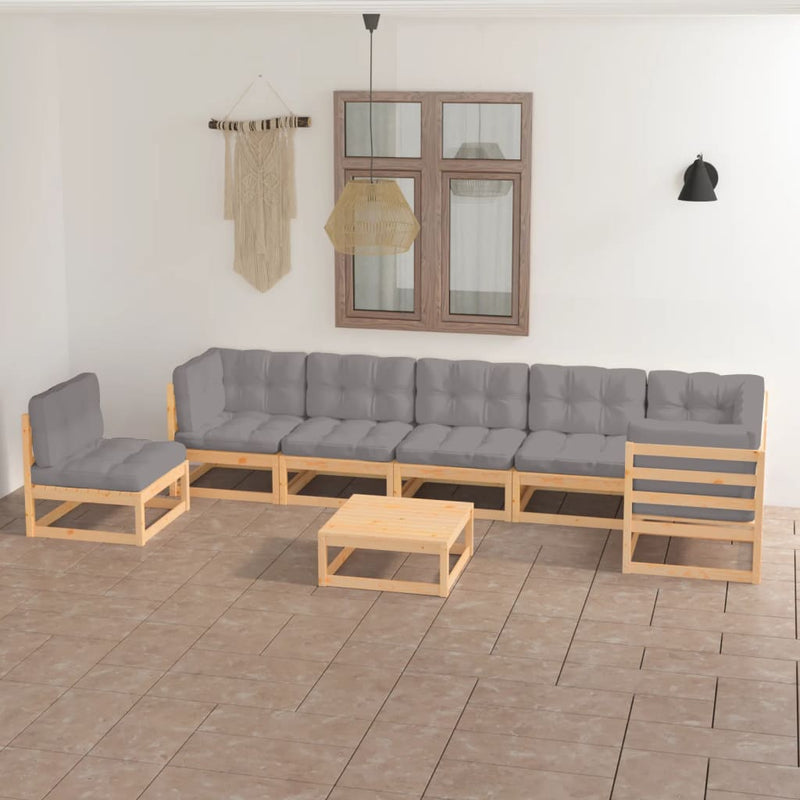 vidaXL 8 Piece Garden Lounge Set with Cushions Solid Pinewood