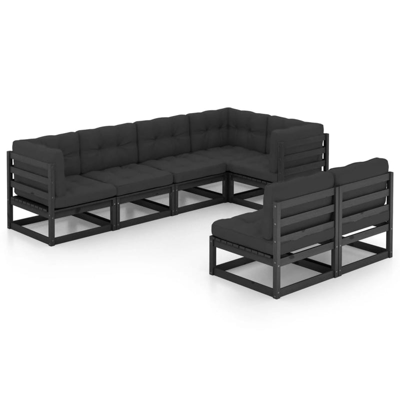 vidaXL 7 Piece Garden Lounge Set with Cushions Solid Pinewood