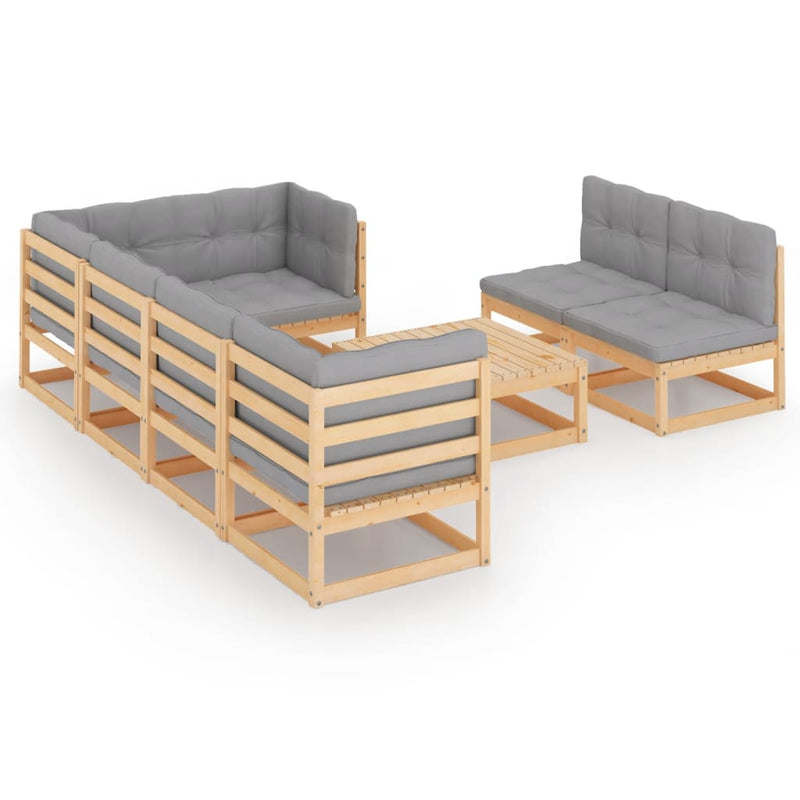 vidaXL 8 Piece Garden Lounge Set with Cushions Solid Pinewood