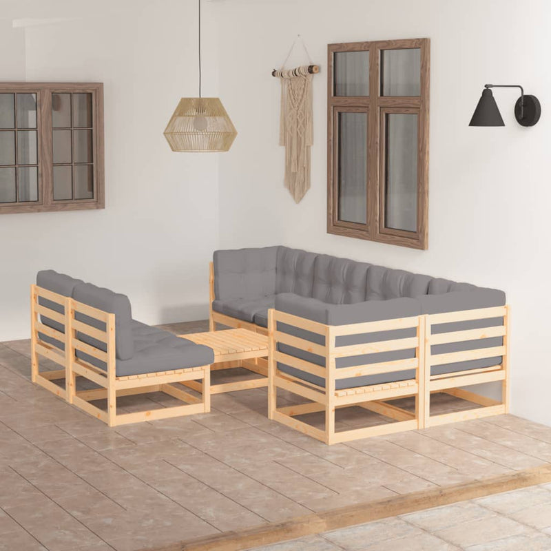 vidaXL 8 Piece Garden Lounge Set with Cushions Solid Pinewood