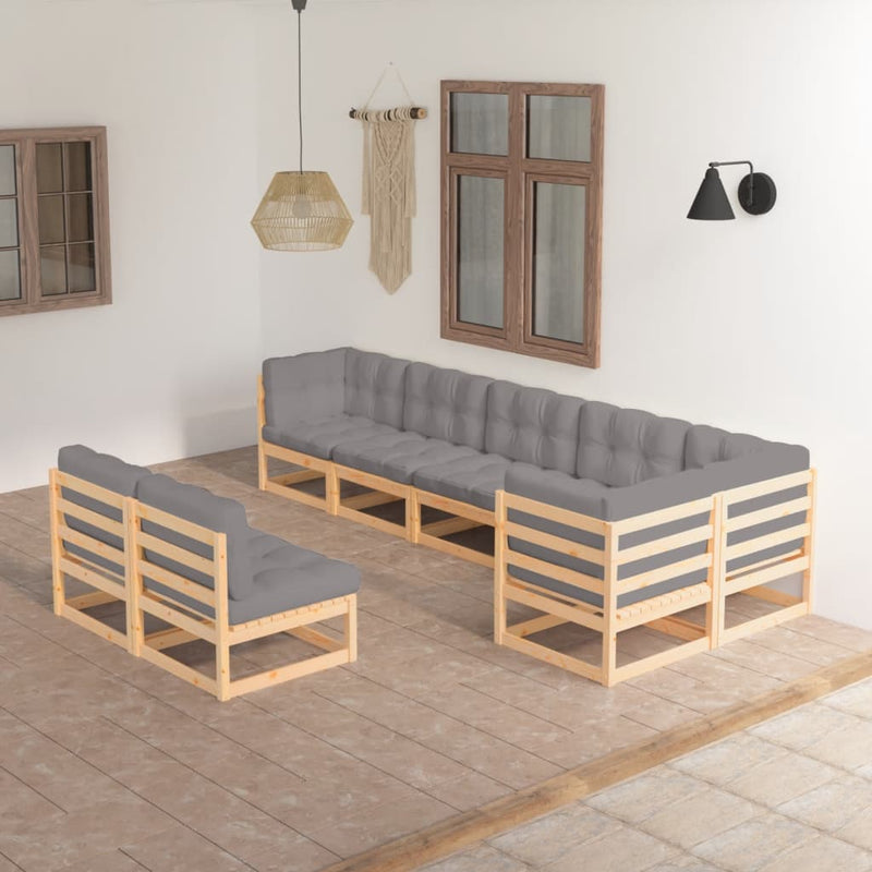 vidaXL 8 Piece Garden Lounge Set with Cushions Solid Pinewood
