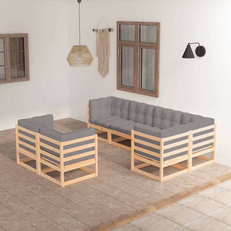vidaXL 7 Piece Garden Lounge Set with Cushions Solid Pinewood