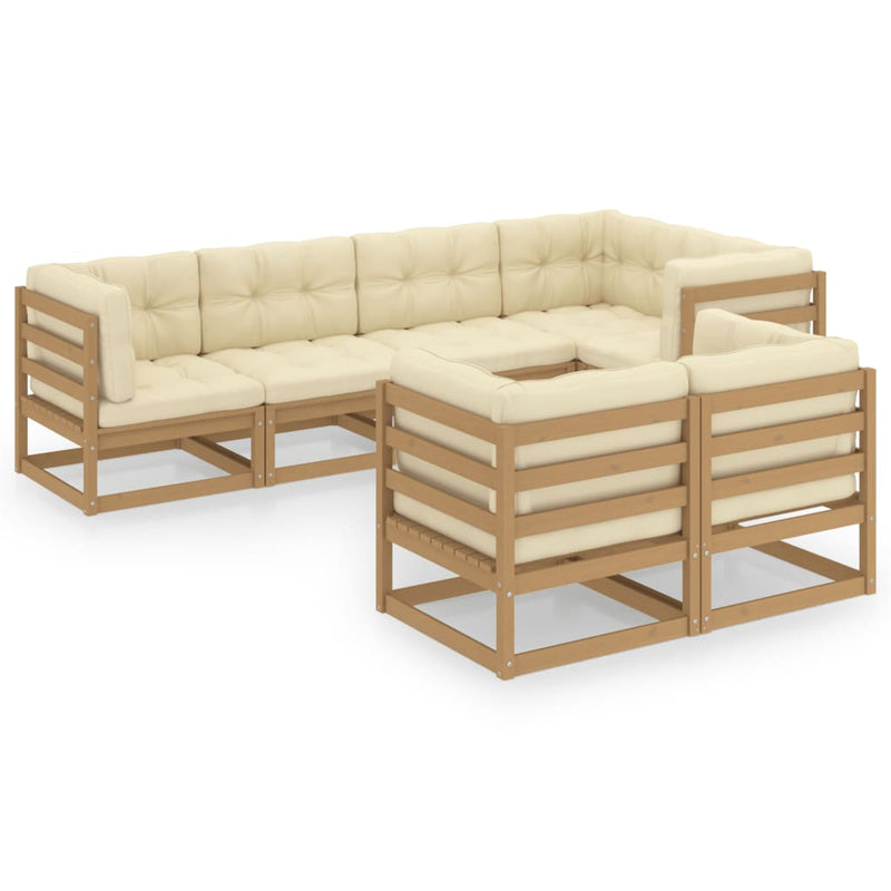 vidaXL 7 Piece Garden Lounge Set with Cushions Solid Pinewood