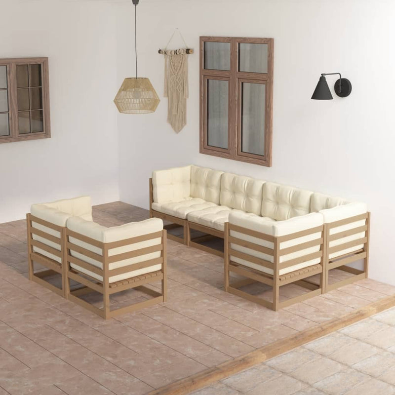 vidaXL 7 Piece Garden Lounge Set with Cushions Solid Pinewood