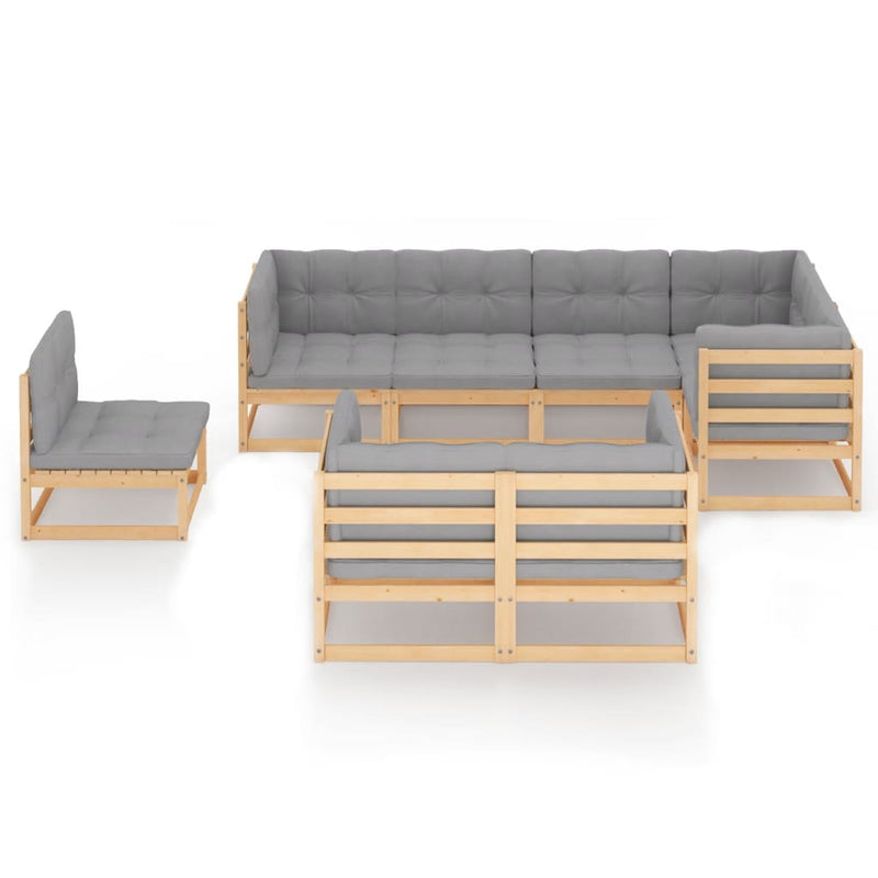 vidaXL 8 Piece Garden Lounge Set with Cushions Solid Pinewood