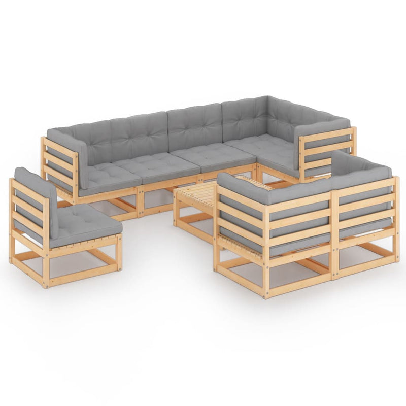 vidaXL 9 Piece Garden Lounge Set with Cushions Solid Pinewood