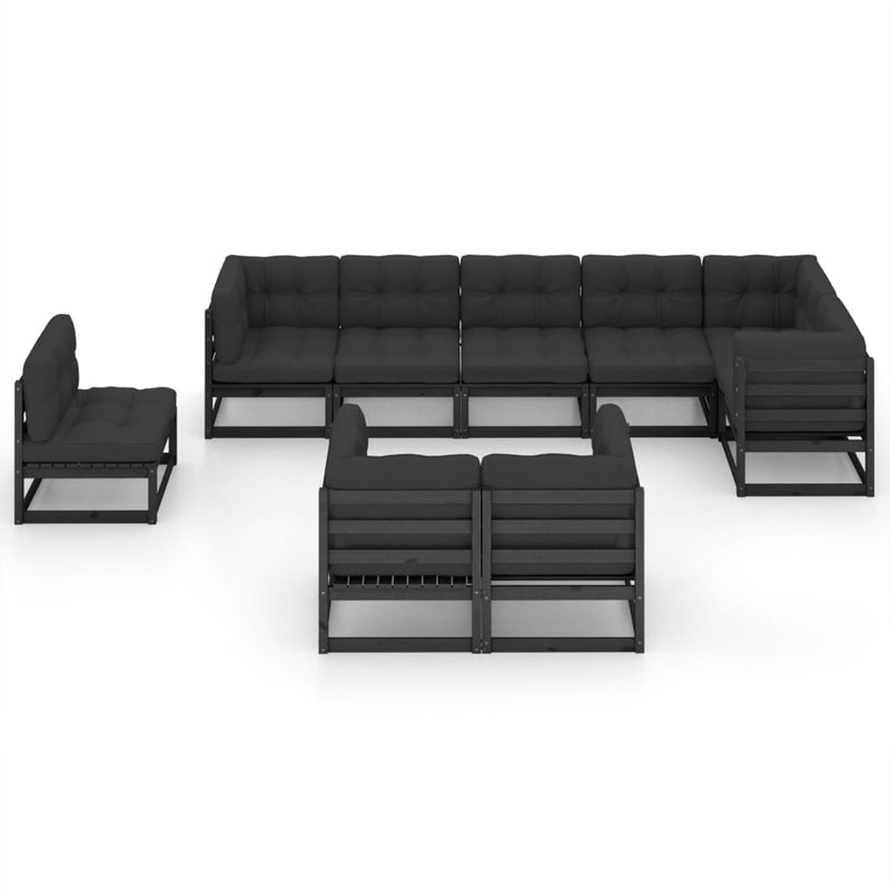 vidaXL 9 Piece Garden Lounge Set with Cushions Solid Pinewood