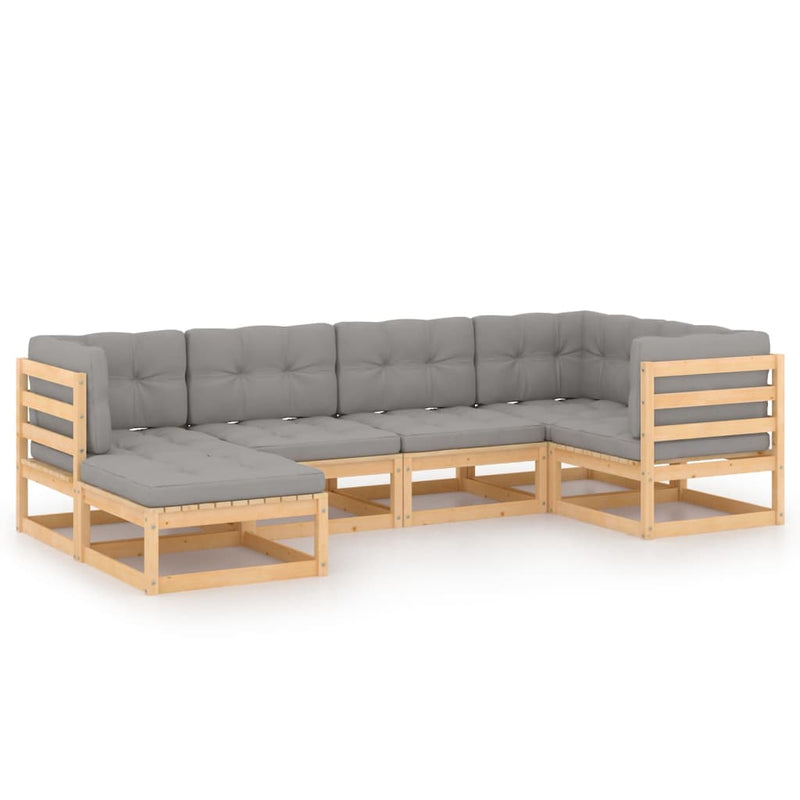 vidaXL 6 Piece Garden Lounge Set with Cushions Solid Pinewood
